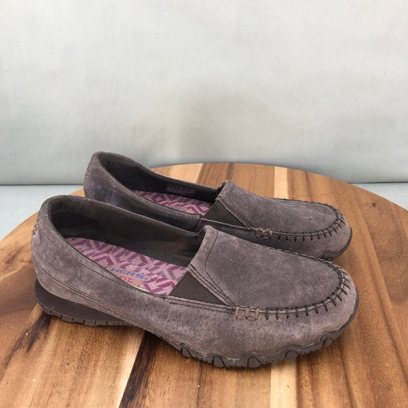 Skechers Bikers Loafers Relaxed Fit Memory Foam Leather Slip On Womens Size 7 - Picture 1 of 8